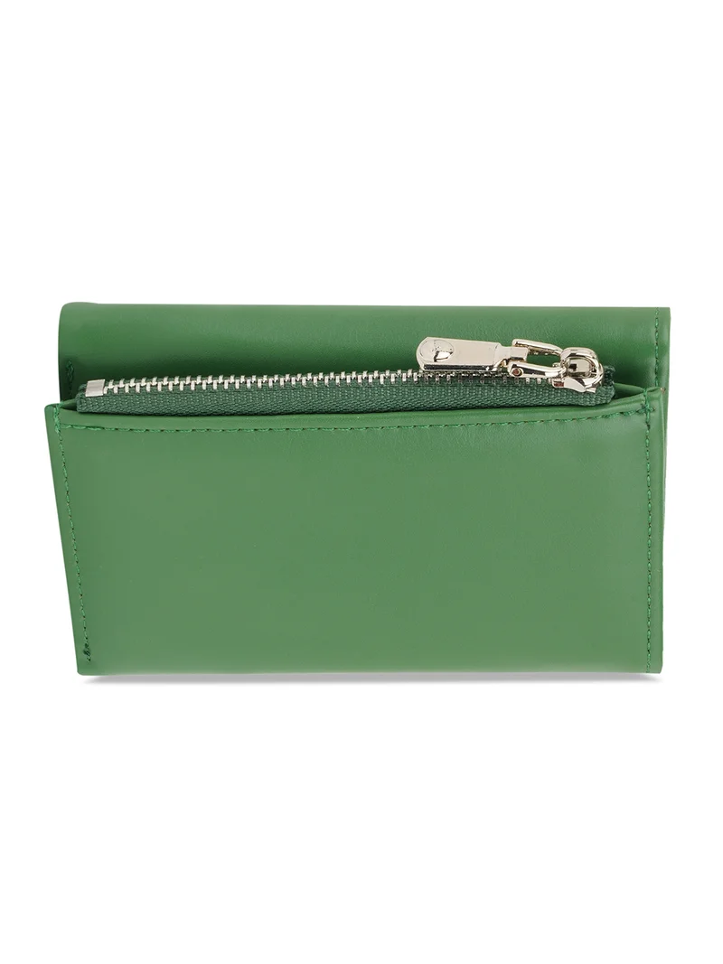 جلو باص Globus Women Green Textured Tri-Fold Wallet With Zip Coin Pocket